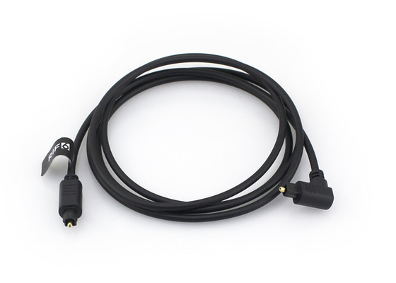 O ouro chapeou 4.0mm cabo ótico de 90 graus, cabo de fibra ótica audio de Toslink
