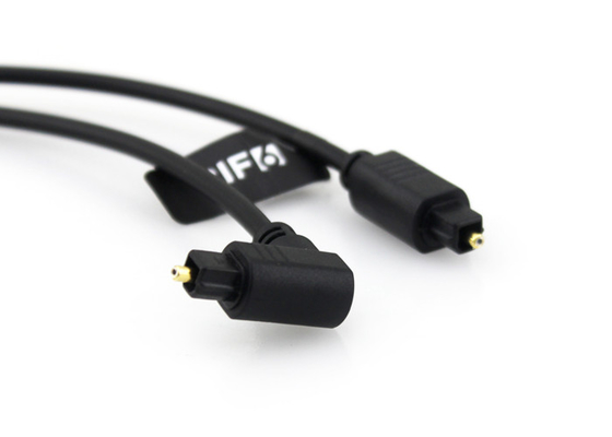 O ouro chapeou 4.0mm cabo ótico de 90 graus, cabo de fibra ótica audio de Toslink