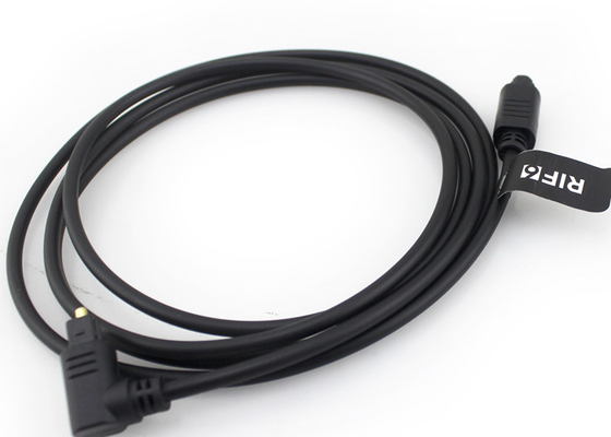 O ouro chapeou 4.0mm cabo ótico de 90 graus, cabo de fibra ótica audio de Toslink