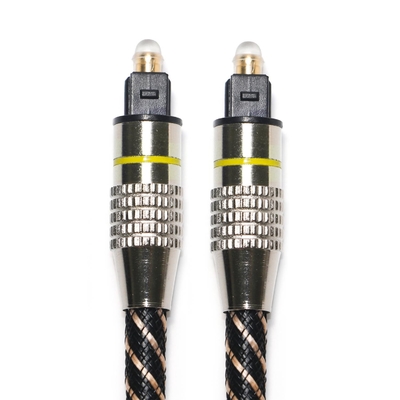 Cabo de áudio óptico TOSLINK amarelo trançado de náilon OD4.0 conector banhado a metal