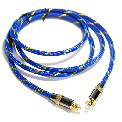 Toslink didital cabo óptico banhado a ouro 4 k porta tecida corda azul coaxial som de alta fidelidade para audiófilo de alta fidelidade 1.2 m 2 m