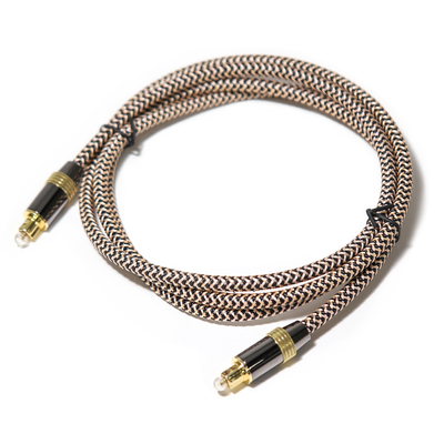 Toslink Didital Cabo Óptico OD5.0 Dourado 4K Corda Trançada Som HiFi Para Home Theater Soundbar