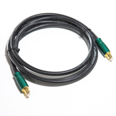 Tomada de fábrica cabo de áudio óptico digital verde oliva concha de metal com rede tecida 0,8 m 1,2 m