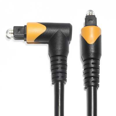 Fábrica Outlet Toslink Fibra Óptica Cabos de Áudio Masculino Preto Amarelo PVC 90° Quadrado Toslink Cabos Ópticos Plásticos