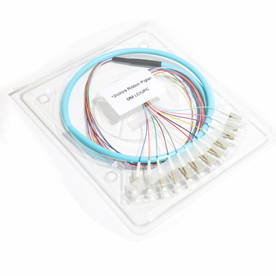 Blue LC UPC 12 Core Ribbon Fibra Pigtails Porta Cinza 0,9mm Gigabit Ethernet Velocidades 1,5m-3m