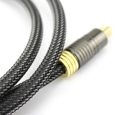 Tomada de fábrica de áudio óptico digital premium Toslink 24K Corda de malha dourada banhada a ouro 1,2 m