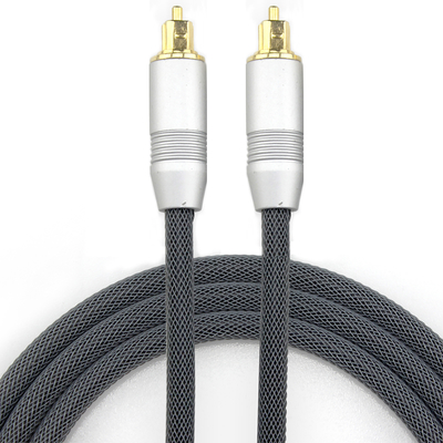 [Tomada de fábrica] Corda de malha de porta de prata dourada folheada a Toslink para alto-falante de alto-falante de alta fidelidade audiófilo 1,2 M 2 M