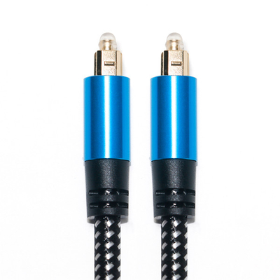 Cabo de áudio Toslink Cabo de fibra óptica digital azul Toslink Cabo de liga de alumínio Metal Shell Trança de nylon