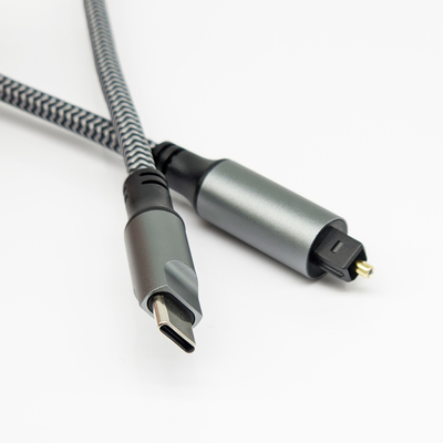 Cabo de áudio óptico TOSLINK com conector masculino tipo-C para barra de som e alto-falante