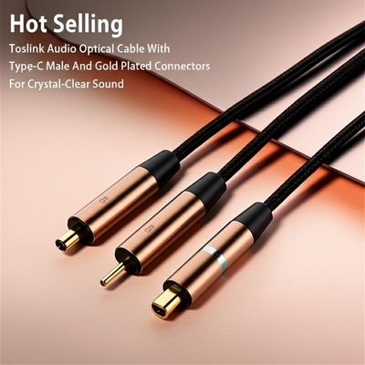 Cabo Óptico de Áudio Toslink Mais Vendido Com Conector Macho Tipo-C e Conectores Banhados a Ouro Para Som Cristalino