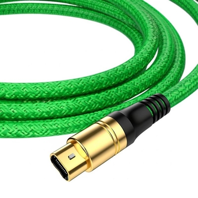 Conectores revestidos de ouro TOSLINK Cabo de áudio óptico PVC Material de proteção ambiental Rede de algodão Tecelagem verde ou personalizada